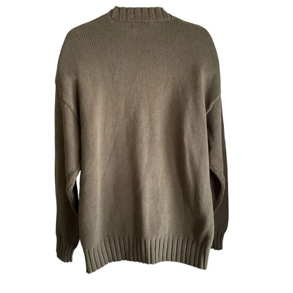 Banana Republic Sweater Men's Large Green Organic Cotton Crew Neck Oversized NWT
